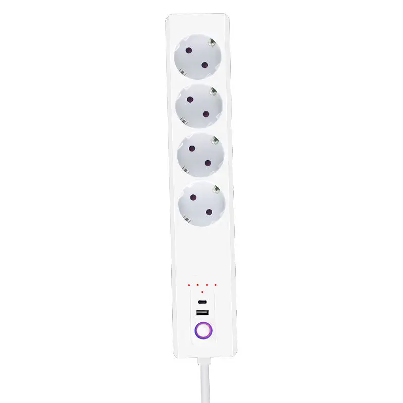 EU socket extended power socket with 4 sockets combined with 1type-c Pd port and 1usb fast charging port for charging