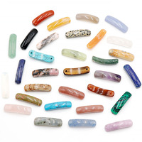 Conectores de Piedras Preciosas Naturales, Cristal Curvo Multicolor, Componentes Rectangulares de Doble Orificio para la Fabricación de Joyería DIY
