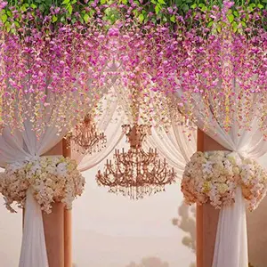 Guirnalda de Glicinia Blanca al por Mayor, Decoración Artificial Colgante de Alta Calidad para Bodas, Navidad, Día de la Madre - Product Image 6