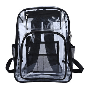 Heavy Duty 17 Inch Clear PVC Backpack Large Transparent Student Bookbag for School Work Promotional Clear Backpack