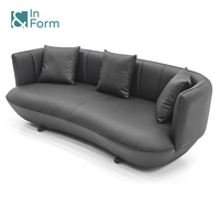 Canapé de réception de luxe haut de gamme moderne en cuir PU noir, ensemble de canapés de bureau, mobilier