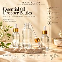 Flacons compte-gouttes en verre transparent 5ml 10ml 15ml 20ml 30ml 50ml 60ml 100ml Contenants vides pour huiles essentielles et sérums Impression sérigraphique