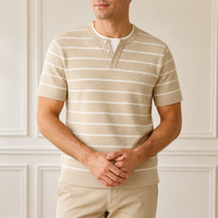 Pull en tricot personnalisé pour homme, mélange de laine, col contrastant effet superposé, lavable en machine, usine source OEM ODM, marque privée