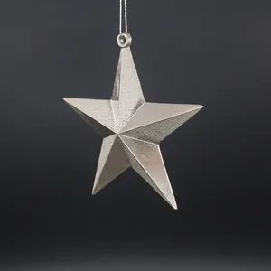 Custom Color Red Gold White 3D Mirror Star Shaped Metal Star Christmas Tree Hanging Ornament