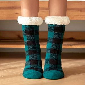 Mujeres señoras Plaid tejido invierno cálido hogar interior salón pompón botines zapatillas Calcetines - Product Image 5