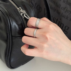 S925 Sterling Silver <b>Ring</b> Geometric Vertical Stripe Minimalist Open Band For Women Jewelry Gift - Product Image 2