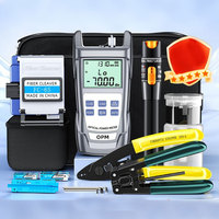 Kit d'outils professionnels 10-en-1 pour fibre optique avec puissancemètre, localisateur de défauts 10mW, cisaille FC-6S et mallette de transport