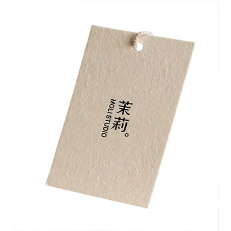Etiquetas colgantes de papel para ropa, Impresión de diseño personalizado de cartón de lujo con cordón/cuerda, etiqueta de boda con tarjeta de agradecimiento