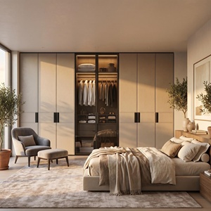 Armadio di Lusso con Ante in Pelle, Pannello Murale per Soggiorno, Armadi per Camera da Letto con Ante in Pelle, Dimensioni Personalizzabili - Product Image 1