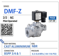 Vanne solénoïde à impulsion eau-air série DMF-Z pour dépoussiéreur, vanne à impulsion 24V 12V 220V pour dépoussiéreur à jet pulsé