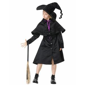Disfraz de bruja de Halloween para niños, conjunto de vestido negro con sombrero y escoba para 8 a 13 años, juego de rol, cosplay - Product Image 5