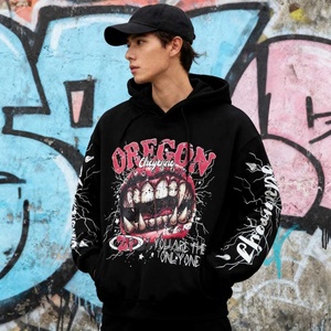 Sudadera con Capucha Oversize de Manga Larga 100% Poliéster con Estampado Digital de Letras y Dibujos Animados, Diseño Personalizado para Otoño 2025, Hombros Caídos - Product Image 1