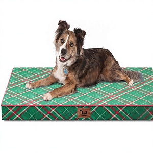 Ортопедическая лежанка для собак XL, для крупных собак, зимняя, водонепроницаемая, со съемным чехлом, в клетку, прямоугольная, на заказ - Product Image 1