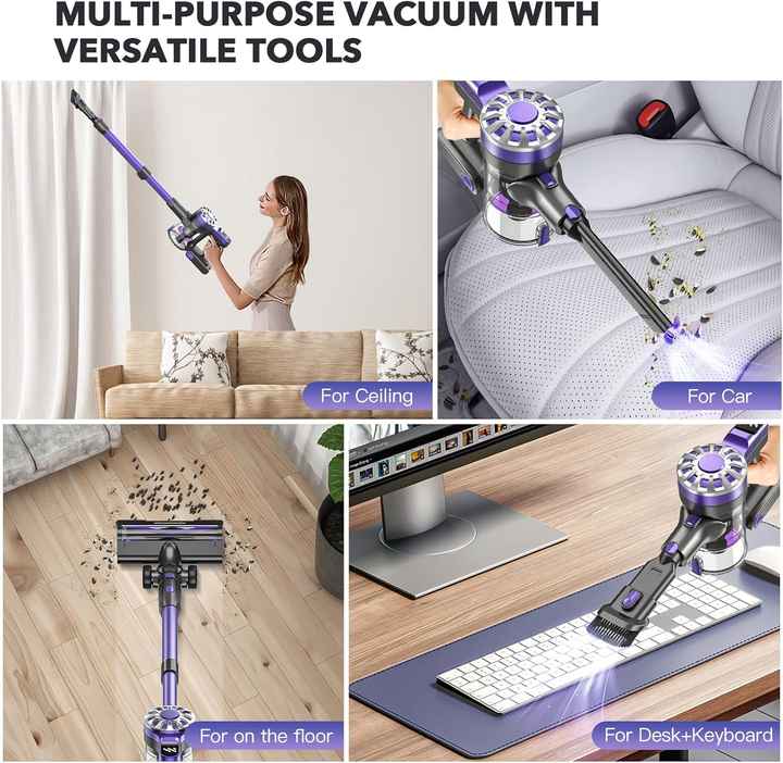 ONSON Sofa Cordless Vacuum Cleaner 20Kpa Swivel Steering Stick for