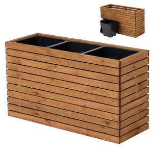 <b>Wooden</b> Rustic Durable Raised <b>Planter</b> <b>Garden</b> Balcony -Terrace Outdoor Pot with Plastic Insert 18L Brown 98x36cm 55cm Height - Product Image 1