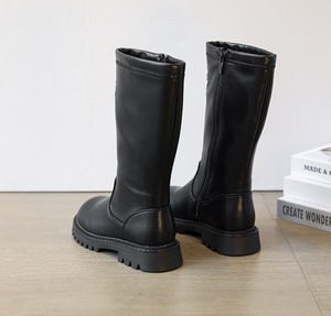 In Stock <b>Spring</b> Autumn Winter Girl's Single High <b>Boots</b> Shoes Kids Children's Princess Leather Black <b>Boots</b> - Product Image 3