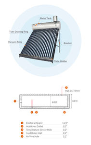 370Lコンパクトで効率の良いSS非圧力真空管太陽熱温水器、5L小型タンク付き - Product Image 5
