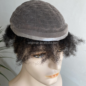 Perruques en cheveux humains 100% naturels Remy indiens, noires, en dentelle, <span class=keywords><strong>pour</strong></span> hommes, extensions de cheveux dreadlocks, tresses, toupet à base PU <span class=keywords><strong>pour</strong></span> hommes - Product Image 2