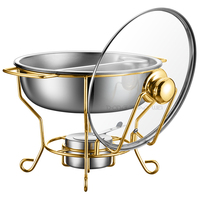 Nouveauté : Réchaud de buffet doré à chauffage électrique/à combustible, chauffe-plats pour restaurant, service de 8 L, 2 bacs, écologique