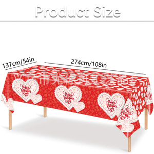 Valentine's Day Party Decorations Heart Theme Disposable <b>Tablecloth</b> Plates Napkins Cutlery Set Red White Classic Style - Product Image 5