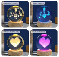 Usine Vente Directe 3D Art Boule De Cristal Laser Gravure Décor À La Maison Bureau Système Solaire Boule De Verre En Cristal Led Veilleuse