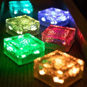 Hot Selling Waterproof Glass Crystal Led Landscape Lighting <b>Solar</b> Ice <b>Brick</b> <b>Lights</b> for Path Garden Decorative - Product Image 1