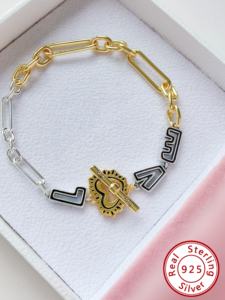 Charmes unisexes tendance en argent sterling 925 pour la fabrication de bijoux, chaîne serpent et bracelets en forme de cœur LOVE - Product Image 3