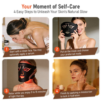 Masque facial LED en silicone souple, luminothérapie, 4 couleurs, masque facial PDT portable pour une réparation profonde de la peau, salon de beauté à domicile