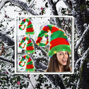 Chapeau de Père Noël en peluche courte amusant avec lumière LED pour Noël 2025, pour adultes et enfants, pour la décoration de l'arbre de Noël et des fêtes - Product Image 3