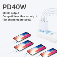 Chargeur rapide 40W 4 ports USB PD QC3.0/GC4.0/GC2.0 avec technologie GaN, certifié KC, chargeur de bureau