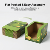 Boîte de présentation alimentaire PDQ personnalisée, écologique, robuste, en carton ondulé, prête à l'emploi pour supermarchés, avec fentes, pliable