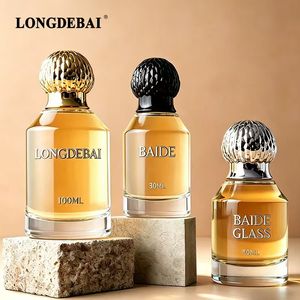 Custom <b>Empty</b> Perfume Glass <b>Bottle</b> 50ML 30ML 100ML Glass Crimp Cylinder Perfume <b>Bottle</b> with Packing Box - Product Image 3
