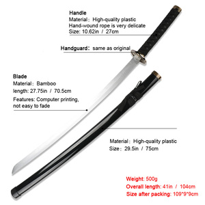 Giocattolo <span class=keywords><strong>Rurouni</strong></span> <span class=keywords><strong>Kenshin</strong></span> spada vera Anime arma oggetti di scena fabbrica vendita calda di bambù nero cartone di legno Unisex film TV 20 pz - Product Image 4