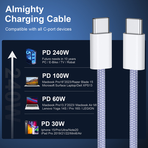 Câble USB-C tressé en nylon à charge rapide 3A, 60W, 20V 3A, directement de l'usine, pour <span class=keywords><strong>iPhone</strong></span> 15 - Product Image 3