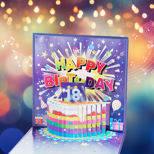 <span class=keywords><strong>Carte</strong></span> de vœux 3D pop-up de luxe pour 18e anniversaire, motif musical, gâteau arc-en-ciel découpé au laser, <span class=keywords><strong>carte</strong></span> de vœux artisanale en gros - Product Image 2