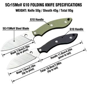 Mini Navaja de Bolsillo Multiusos, Acero Inoxidable 5CR15MOV, Hoja de Acero Tipo Sheepsfoot, Mango G10, Portátil, EDC, Camping, OEM - Product Image 2