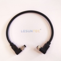 Conector Industrial de Aviación M8 de 4 Pines Macho a Hembra, Impermeable, Código M8, Conector de Codo Blindado para Señal