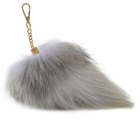 Véritable fourrure de renard queue voiture porte-clés fourrure en peluche pendentif rouge noir et blanc dégradé porte-clés