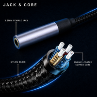 Câble d'extension audio tressé plaqué or 3,5 mm AUX mâle-femelle en gros pour casque, haut-parleur de voiture, ordinateur