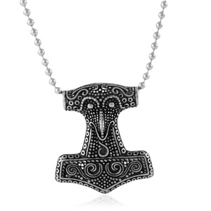 Colgante de martillo de Thor de yunnique, collar de cadena plateada de acero inoxidable, joyería de moda Retro Punk para hombre 24051 - Product Image 1