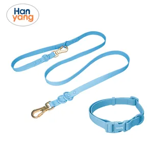 Waterproof HanYang Custom Print Pattern Biothane PVC Dog Collar And Leash Set Soft Waterproof Pet Waterproof Biothane Dog Leash And Collars