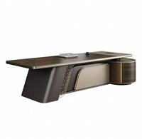 Mobilier de bureau de luxe Table moderne en bois pour patron Bureau de direction sur pieds en métal Bureau de direction pour PDG