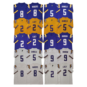 2025 Louisiana bordado Universidad Jersey 9 Joe Burrow 2 Kyren Lacy 5 Jayden Daniels cosido hombres corto transpirable limitado - Product Image 1