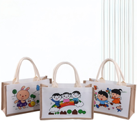 Sac en jute naturel avec logo personnalisé, sac fourre-tout en toile de jute écologique réutilisable avec poignée en coton, grande capacité, sac de shopping en gros