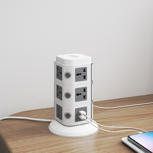 Tháp bảng điện nhiều lớp Phích cắm của Anh Chống sấm sét Tháp thẳng đứng Dây dẫn mở rộng với công tắc và sạc không dây - Product Image 6