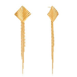 <b>Tassel</b> Drop <b>Earrings</b> Geometric Design Stainless Steel Women's Jewelry Everyday Wear - Product Image 5
