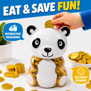 Tirelire personnalisée <span class=keywords><strong>Panda</strong></span> pour pièces d'or, bonbons au chocolat, jouet interactif amusant, bouteille pour pièces de monnaie en chocolat - Product Image 1
