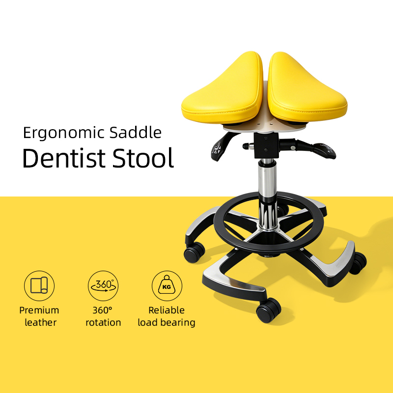 Ergonomic Saddle Stool – Swivel Rolling Dental Saddle Chair for Professional Seating - View 2