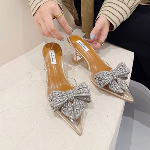 XSD Hot Sale Autumn New High Heels PVC Transparent Women's Pointed Shoes Rhinestone High Heel <b>Sandals</b> - Product Image 4