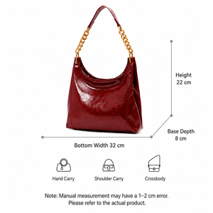 <span class=keywords><strong>Borsa</strong></span> a Tracolla in Vera Pelle <span class=keywords><strong>Bordeaux</strong></span> per Donne, Cinghia Singola alla Moda, Catena con Accessori Dorati, Fornitore Personalizzato ODM OEM - Product Image 2